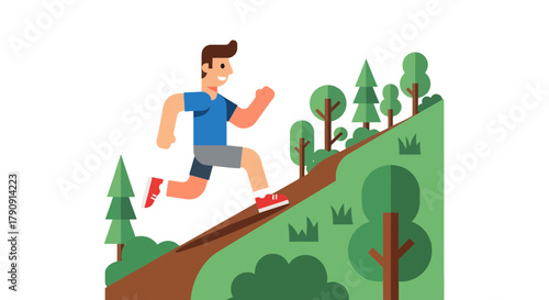 Energetic Athlete Trails Through Forest Illustration Depicting Healthy Lifestyle