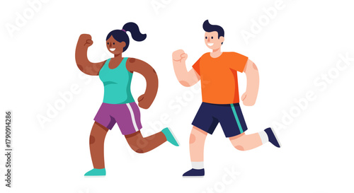 Energetic Couple Running Together Depicting Fitness and a Healthy Lifestyle Vision