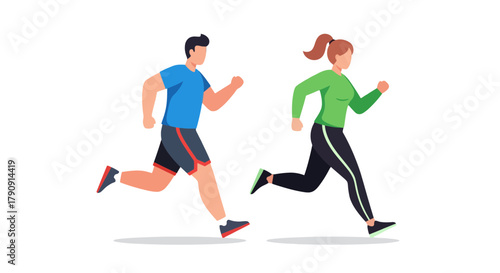 Energetic Duo Running Towards Fitness, Black Background Depicting A Dynamic And Healthy Lifestyle