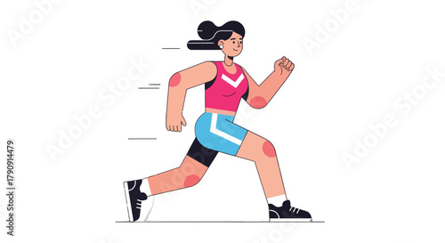 Energetic Female Runner In Action Against A Solid Black Backdrop Illustration Design