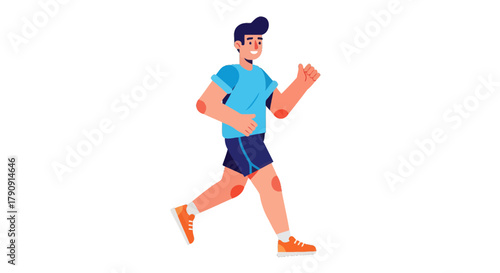 Energetic Male Animated Run Against Black Background Depicting Health and Wellbeing