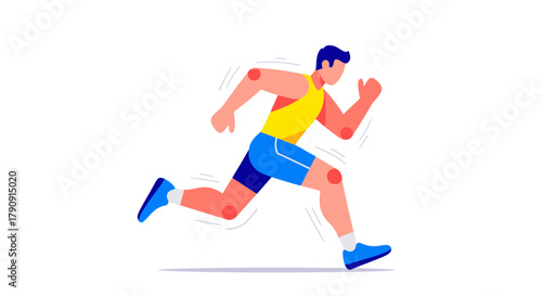 Energetic Runner In Motion Illustration On A Dark Background Showcasing Action And Speed