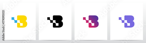 Square Connected Negative Space Letter Logo Design B