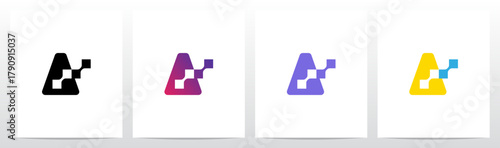 Square Connected Negative Space Letter Logo Design A