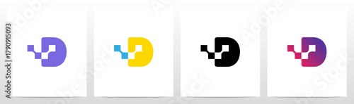 Square Connected Negative Space Letter Logo Design D