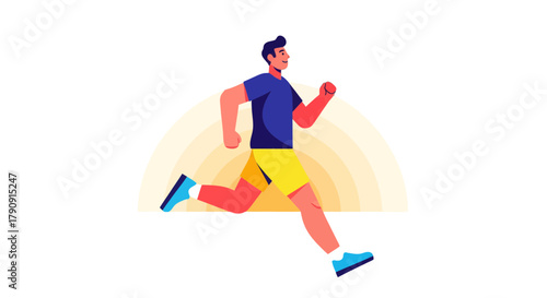 Energetic Runner Silhouetted Against a Warm Gradient Background Ready For The Journey