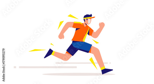 Energetic Runner Sprinting Across A Black Backdrop With Speed Lines And Motion Effects