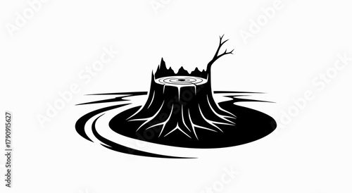 Stump of Time: An illustrative depiction of a weathered tree stump, a silent testament to the passage of time. A poignant illustration.