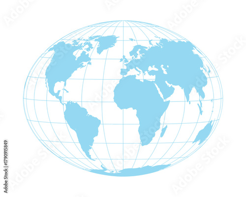 Modern Light Blue Globe World Map Illustration Vector