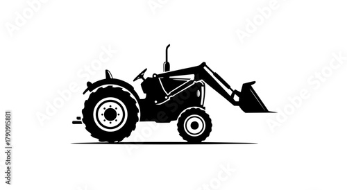 Tractor Silhouette: A bold silhouette of a sturdy tractor, perfectly illustrating the essence of farm life and the vital role of agricultural machinery.