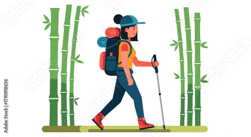 Woman's Adventure Through Bamboo Forest Captures Outdoor Recreation And Travel Moments