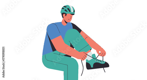 Young Athlete Prepares To Skateboarding, Readying For Action On The Wheels