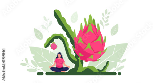 Zen-like Dragon Fruit Meditation: Discovering Inner Serenity in Nature's Bounty Design