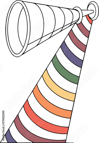 Discover new horizons and possibilities with this vibrant, stylized telescope projecting a spectrum of colorful dreams and innovative ideas into the future.