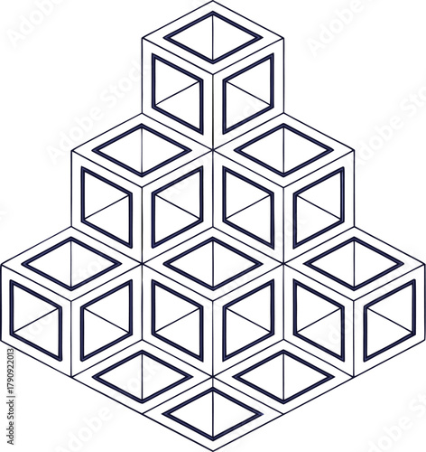 Dynamic geometric design showcasing cube structures in an isometric view, perfect for modern presentations and innovative designs with a creative flair