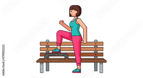 Woman Exercising On a Bench, Depicting the Concept of Physical Wellness and Healthy Living