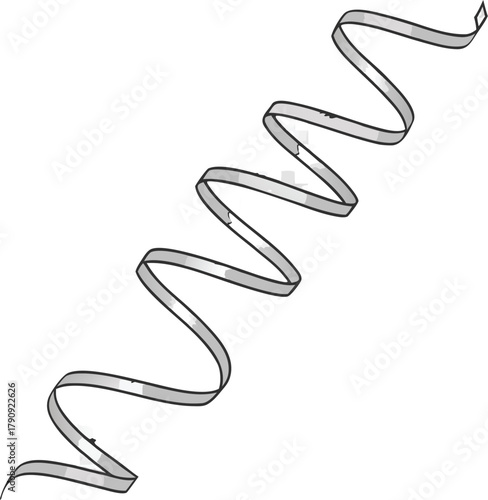 Elegant silver ribbon gracefully unfurls, perfect for adding a touch of celebration and festive flair to your design project with a modern touch