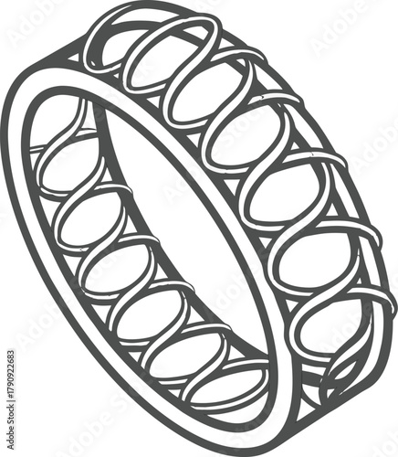 Elegant braided ring design ideal for jewelry concepts, weddings, and modern style guides looking for timeless, minimalist line art embellishments