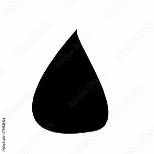 Illustration of a solid black teardrop shape with a pointed top and rounded bottom on white background