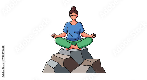 Woman Meditating: A Peaceful Illustration of Harmony and Tranquility in Isolation