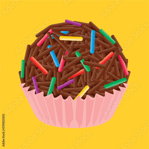 Brigadeiro ornated with colorful sprinkles