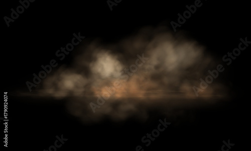 Swirling sandy clouds and flying dust in a desert storm.