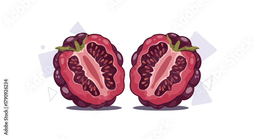 Vibrant Illustration Of Freshly Cut Blackberries, Perfect For Food And Health Topics