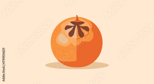 Vibrant Illustrated Persimmon Fruit Depicted on a Serene Backdrop with Neutral Tones