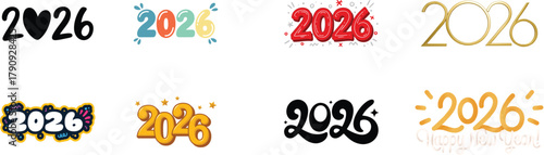 HAPPY NEW YEAR 2026 black vector brush Happy New Year 2026 banner with colorful fireworks