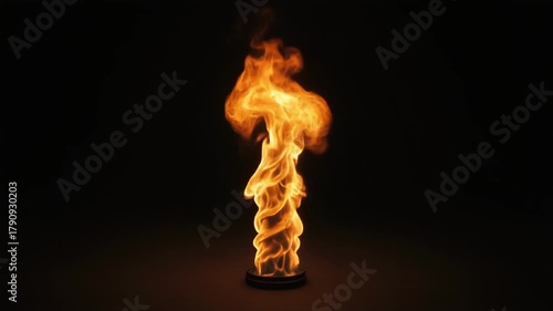 Mesmerizing Miniature Fire Vortex on Black Background