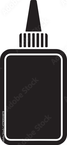 Black glue bottle icon with white outline and ribbed cap container adhesive vector illustration EPS file download.
