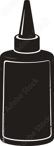 Black glue bottle with pointed applicator tip white liquid vector illustration EPS file download.
