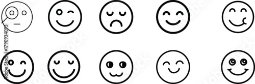 emoji face  Emoticon features emoji faces in   smile, happy, sad, angry, and surprised expressions color, simple line smiley face vector illustration. Doodle Emoji face icon set. Hand drawn sketch sty