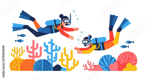 Underwater Exploration With Two Divers and Colorful Coral Reefs In The Ocean