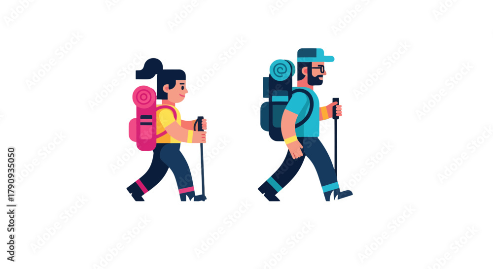 Fototapeta premium Two People Hiking Together Ready For New And Adventurous Discoveries In Nature