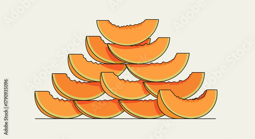 Vibrant Arrangement of Cantaloupe Slices: A Fresh, Delicious, and Healthy Concept