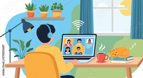 Remote work online meeting Vector