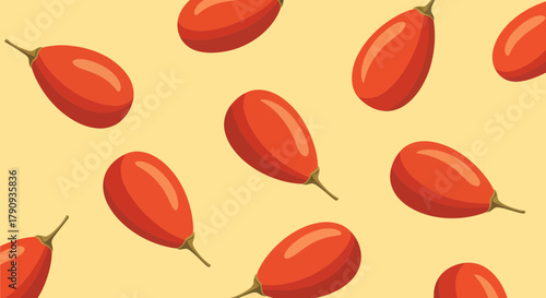 Vibrant Goji Berry Pattern on a Light Beige Background, A Healthy Superfood