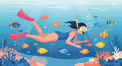 Underwater Exploration: A Snorkeler's Delight Amidst Colorful Marine Life