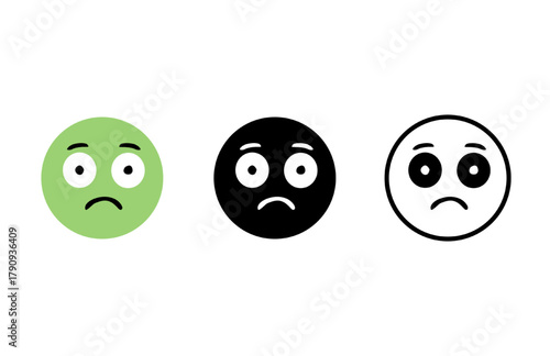 Nausea Emoji Stock Vector Set – Sick, Queasy, Vomit, Illness, and Disgust Icons