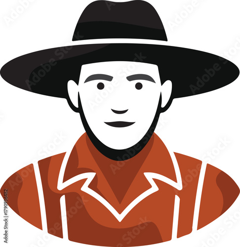 Man with cowboy hat isolated on transparent background