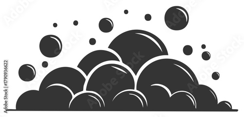 Foam Bubbles Illustration, Soapy Suds Vector Graphic, Simple Design