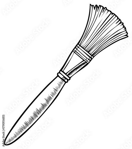 Paintbrush sketch art tool for painting color brush with wooden handle and bristle outline