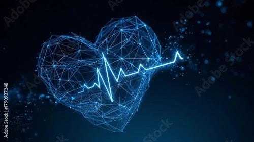 heart symbol heart rhythm health digital futuristic low poly wireframe design video motion