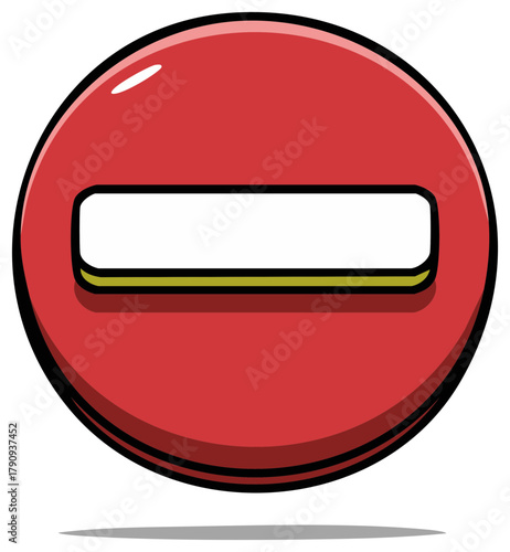 Red circle with white minus sign for restriction, prohibition, or stop concept