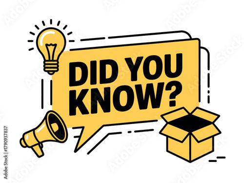 Did you know? A graphic illustration of a lightbulb, megaphone, and open box represents knowledge and discovery.