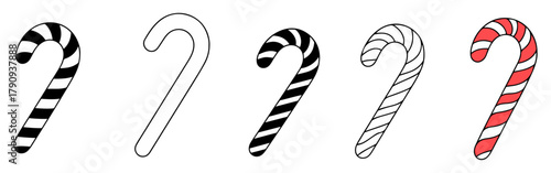 christmas candy cane icon set vector illustration