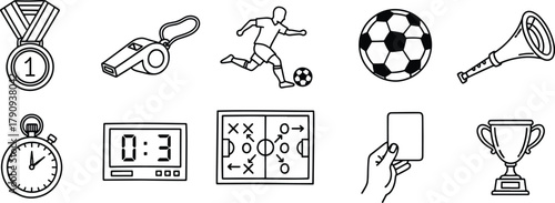 Soccer game icons set Vector
