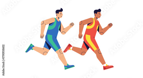 Two Athletes Competing In Race Against Black Backdrop Representing Health And Competition