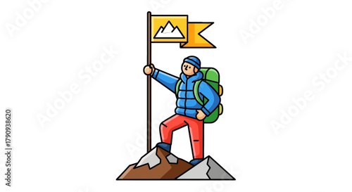 Triumphant Climber: A Symbol Of Achievement And Reaching The Peak of Success